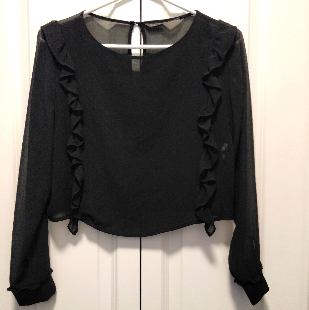 ZARA Cropped Ruffle Blouse - Picture 2 of 6